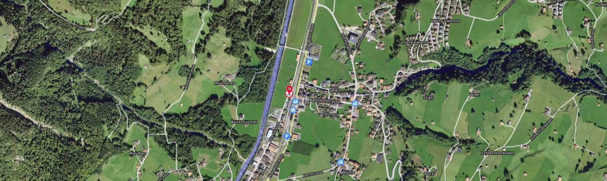 Karte mit Standort von Medizinische Massagen, Alte Strasse 11, 3713 Reichenbach